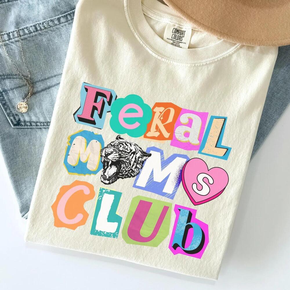 S Punk Aesthetic '_Feral Moms Club'_ Shirt Cool Tiger MotherDay Gift
